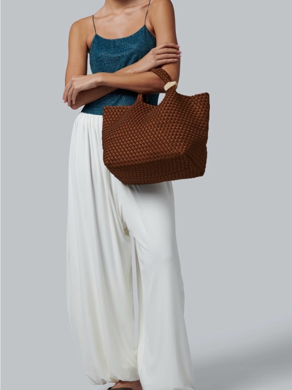 Naghedi St. Barth’s Woven Tote Bag in Teak